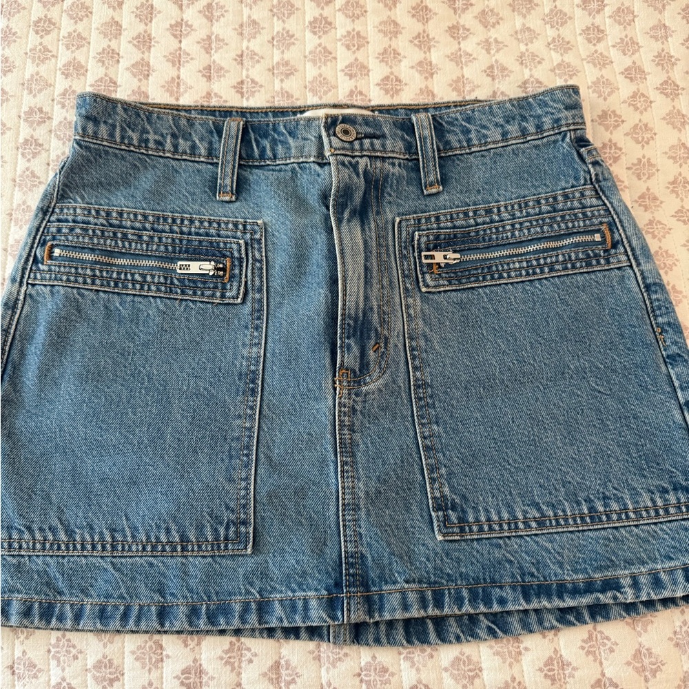 Abercrombie & Fitch Denim Mini Skirt with Zipper Pockets